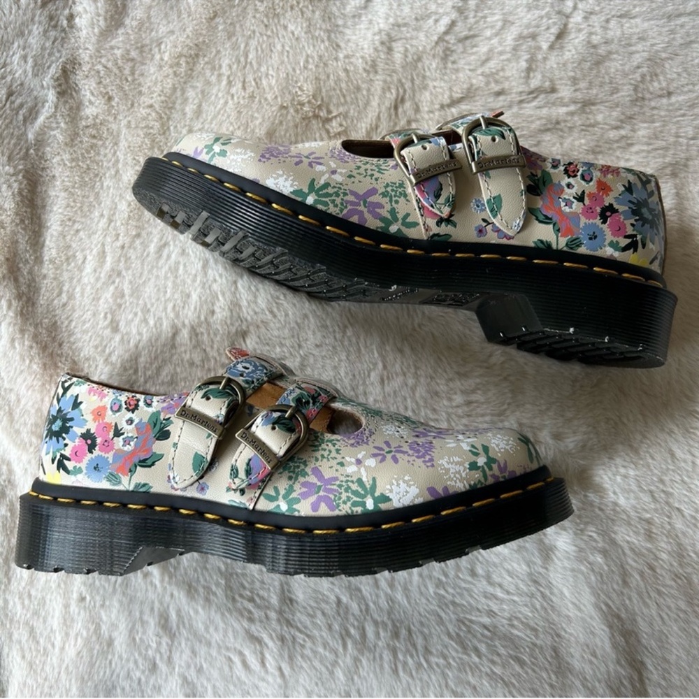 Dr. Martens 8065 Floral Mashup Mary Jane’s Parchment Beige - size 5 / UK 3 - Picture 6 of 9